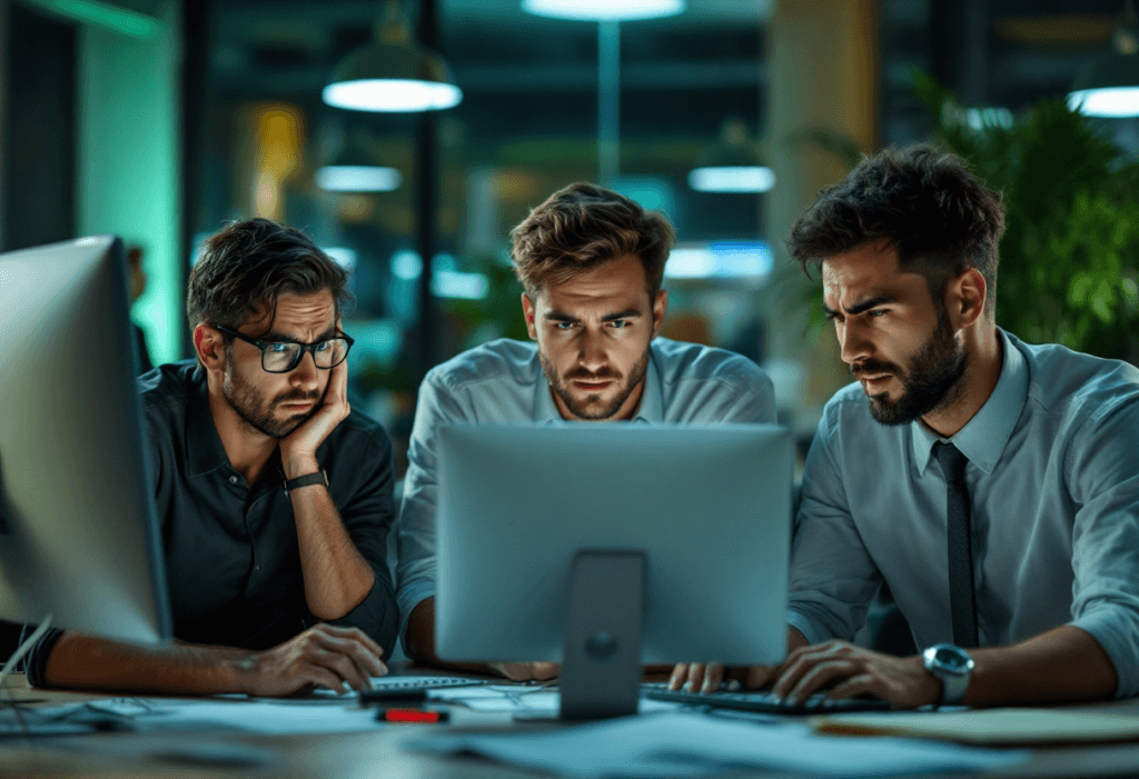 Team looking at a desktop screen